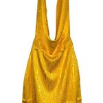 NWT Revolve Ronny Kobo Marisa Halter Drape Front Yellow Mini Dress SMALL Photo 2