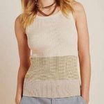 Anthropologie  Jo Ribbed Knit Striped Sweater Tank Top Beige Cream Photo 0