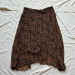 City Chic Brown and Black Animal Print Zebra Print Pleated Sheer Midi Skirt Boho Hipster Photo 0