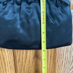 Vintage Evening Bag Admiral Classic Black Satin Silver Rose Hardware Prom PinUp Photo 1