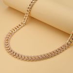 Champagne Austrian Crystal Curb Link Chain Necklace Gold Photo 1