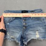 Kendall + Kylie 0/24 The Hipster Shorts Denim Distressed Frayed Hem Button Fly Photo 7