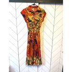 Live 4 Truth  Women’s Small Red Green Tropical Midi Dress Palm Leaf Toucan Vaca Photo 1