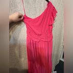 Chelsea 28 Pink Polka Dot One Shoulder Ruffle Feminine Midi Dress Womens XL NWT Photo 10