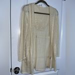 Cyrus  Sz L Beiege Hooded Openwork Mesh Crochet Pockets Loose Oversized Cardigan Photo 8