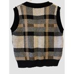 SheIn Plaid Sweater Vest Black Cream Tan Women's Size Small Academia Plaid Photo 5