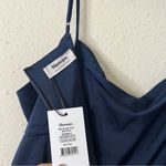 Showpo Lieselotte Midi Dress Ruched Front Split Cowl Neck Satin NEW Navy Blue 14 Photo 7