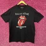 The Rolling Stones  Hot Lips Logo North American Tour 1975 Black T-Shirt XL Photo 0