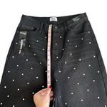 Simple Society Black Rhinestone Straight Leg Super High Rise Button Fly Jeans Photo 3