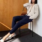 Babaton Aritzia Navy Blue Dexter Japanese Crepe Pull-On Trouser Pants XS Photo 1