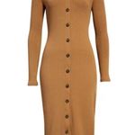 Madewell 💕💕 Long Sleeve Button-Front Midi Shirtdress ~ Kraft Brown XXS NWT Photo 9