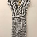 Maeve Anthropologie Paladino Henley Striped Textured Dress Black White Womens XS Photo 1