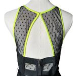 Vera Wang Princess  Black Polka Dot Neon Yellow Trim Belted Chiffon Dress Size 5 Photo 6