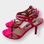 Ann Taylor Neon Bright Pink Riley Patent Strappy Open Toe Sandal Heels Photo 0