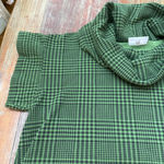 Bryn Walker  Green Black Plaid Tunic Top Cowl Neck Large Cozy Chic Photo 1