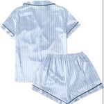 Lyaner Women’s Striped Silky Satin Pajamas Short Sleep Top with Shorts Sleepwear PJ Set Multi Size 3X Photo 1