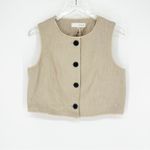 ZARA NWT  Linen Blend Frayed Rustic‎ Vest M Tan Photo 2