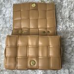 Camel Tan Woven Box Shaped Cross Body Bag 9 x 6 x 2.5" Photo 4