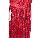 Mac Duggal NEW Sequin Embellished V Neck Sleeveless High Slit Gown Red Pink 8 Photo 6