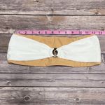 Koru Swimwear Tan Nude White Bandeau Bikini Top NWT Medium No Padding Swirl Bow Photo 6