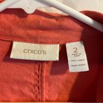 Chico's 100% Linen Ruched Coral Pink Open Cardigan Size Large Casual Lightweight Photo 5