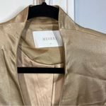 Meshki Saira Wrap Tie Up Mini Dress in wheat gold satin size medium event winter Photo 2