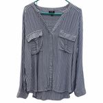 a.n.a  Blue and White Striped Button Down Split Neck Shirt Blouse Womens XL Photo 7