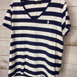 Polo Ralph Lauren V Neck Short Sleeve Blue White Striped T Photo 0