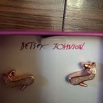 Betsey Johnson  rose gold and drusy high heel shoe stud earrings Photo 2