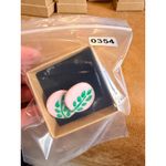 Handmade vintage Pink & Green Leaf Round Stud Earrings Photo 6