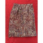 Talbots 100% Silk Paisley Lined Skirt Size 6 Petite Red Tan Blue Vintage Photo 1