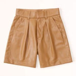 Abercrombie & Fitch 90's Tailored Vegan Leather 6" Shorts - Caramel- Size XS Photo 0