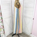Billabong ‎ Lucky Us Striped Sleeveless Midi Dress Pastel Multi Large Photo 4