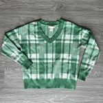 Christian Siriano NY Womens Size Small Green Ivory plaid Vneck pullover sweater Photo 8