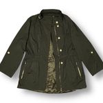 Antonio Melani XL Erin Coat Olive Green Trench Coat Hooded Gold Zip Utility Photo 11