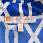 Jude Connally Geometric Print Shirt Dress – Blue & White Stretch Knit Sz M 🧡 Size M Photo 7