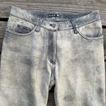 Frankie B. Grey and Black Flared Distressed Leather Jeans Gray Photo 1