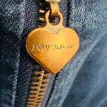 Betsey Johnson Denim Minidress Heart Zipper Y2K XL Puff Sleeve Cottagecore Retro Photo 5