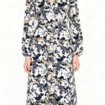 Kay Unger - Abstract Print Long-Sleeve Midi Dress Photo 0