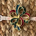 Danecraft Vintage Gold Tone and Multicolor Enamel Bow Christmas Brooch Photo 4