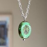 Handmade retro vintage chic whimsical style quality Czech glass bead simple necklace💚 Photo 0