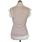 Banana Republic Knit Top XS Crochet Eyelet Linen Blend Lace Embroidered Wrap Photo 3