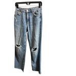 Garage High Rise 90s Straight Jeans Juniors 3/26 Distressed Raw Hem Light Wash Photo 1