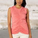 LA Made  Sleeveless Coral Ruched Muscle Tee Size Small Photo 0