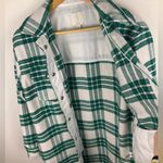 Joie  Plaid Flannel‎ Green and White Wool Blend Shacket Jacket Women's Medium Photo 5