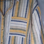 Unique spectrum  3/4 sleeve100% cotton casual button-down striped shirt Photo 1