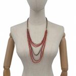 Vera Bradley  Necklace Multi Strand Pink Orange Gold Tone Statement Photo 3