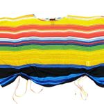 Apostrophe Womens Poncho Blouse Top Shirt Sheer Brightly Striped Pullover Medium Photo 3