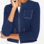 J. McLaughlin  Fanning Jacket‎ Blazer Braided Trim Navy Blue Size Large Photo 0