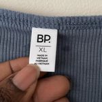 BP Crop Top Rib Knit Crewneck Long Sleeve Button Up Front Color Blue Sz XL NWT Photo 2